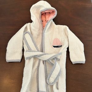 Nautica Baby's Infant White Hooded Robe Sailboat Accented on Front; 0-9mo